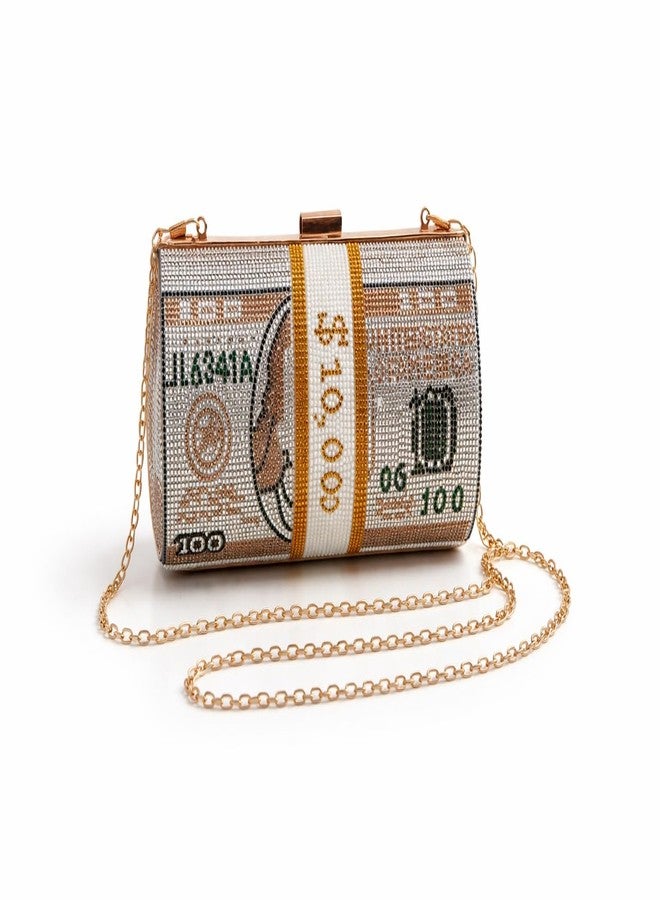 Tinth Women’s Designer Dollar Clutch Bag with Chain | Stylish Evening Sling Purse for Wedding, Festive & Special Occasions. (Grey) - Image 1